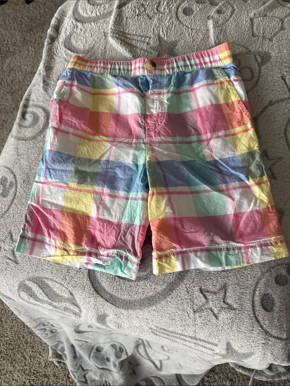 Pastel Plaid Cotton Shorts - Multicolor